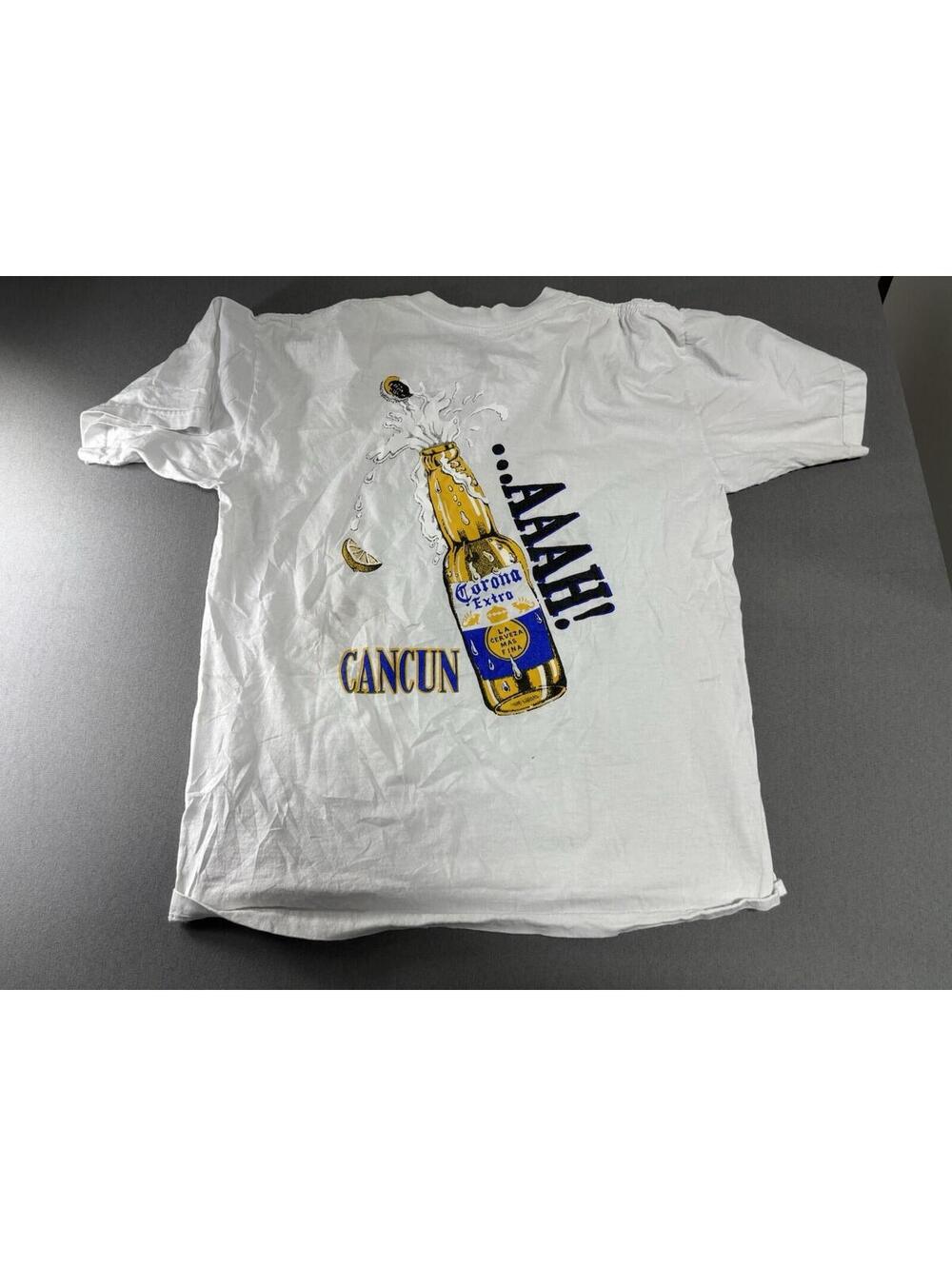 Vintage 1990's Corona Extra Cancun Graphic T-Shirt Size L VTG 90s Beer Mexico